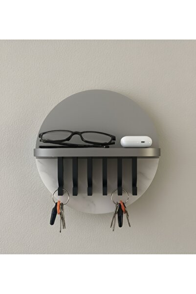 hivhestın Modern Anahtar Askısı ve Duvar Rafı (Mat Gümüş Gri) - 3D Baskı PLA ...