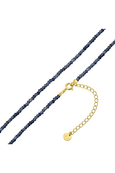 Glanzstücke München Edelsteinhalskette Kette Sterling Silber gelbgold Chalcedon blau