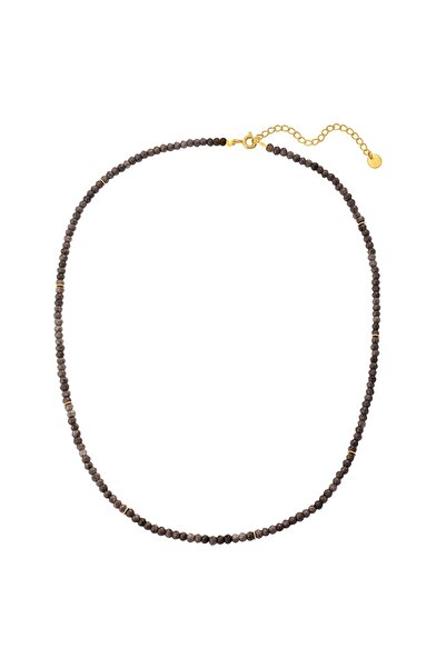 Glanzstücke München Edelsteinhalskette Kette Sterling Silber gelbgold Chalcedon grau