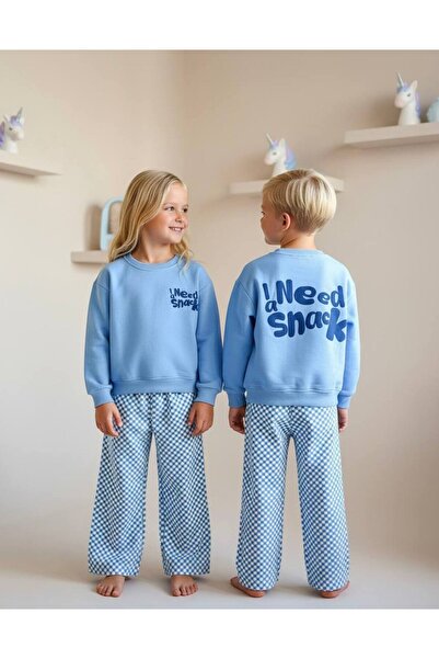 Pinkitokids I Need Snack Sweatshirt and Denim Canvas Woven Pants