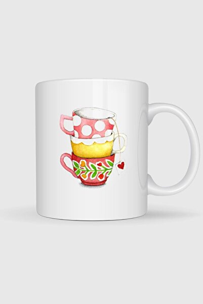 Bahriyeli Collection Teacup Coffee Mug Painted Design Mug Cup