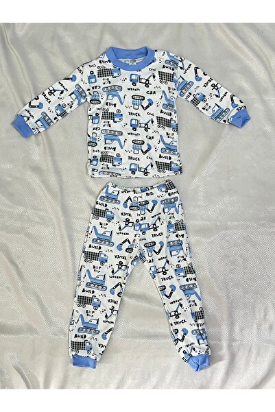 shop Uzun Kollu, İş Makinaları Kepçe, Kamyon Temalı Yumuşak Erkek Çocuk Ev Giyim (Pijama Takımı)