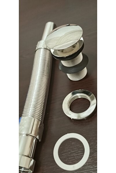 Fatex Lavabo Sifonu Gider Hortumu Kromajlı Kaplamalı Bas Kapat Bas Aç Kapaklı...