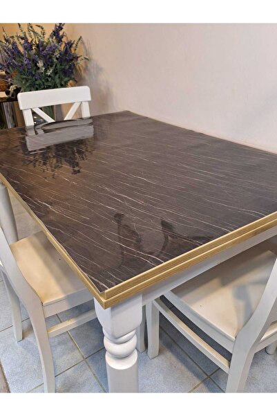 Başak Ev Tekstili Thick Pvc Table Protector – 1.2 mm Mica Cover, 80 cm Width, Marble Pattern