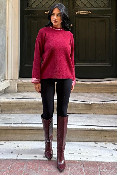 WeShaya Claret embroidered sweater