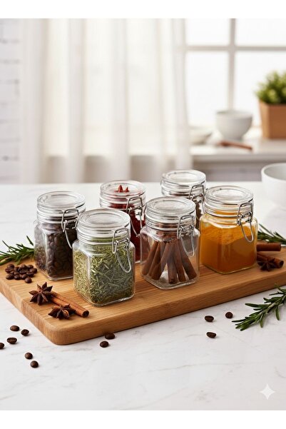 Store 3-Piece Korken Square Jar 300 ml Vacuum Lockable Glass Storage Jar