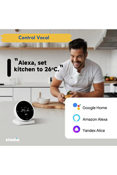 STADIS Termostat de Ambient Smart STADIS™, WiFi, Controlat prin Telefon, Universal, Programabil, Alb