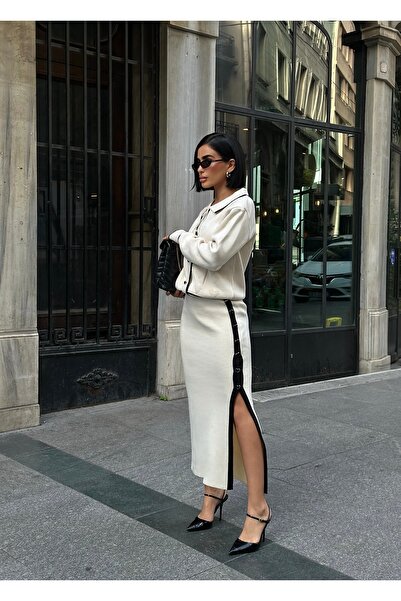 MEECY Kalp Detailed Bottom-Top Knitwear Skirt Set