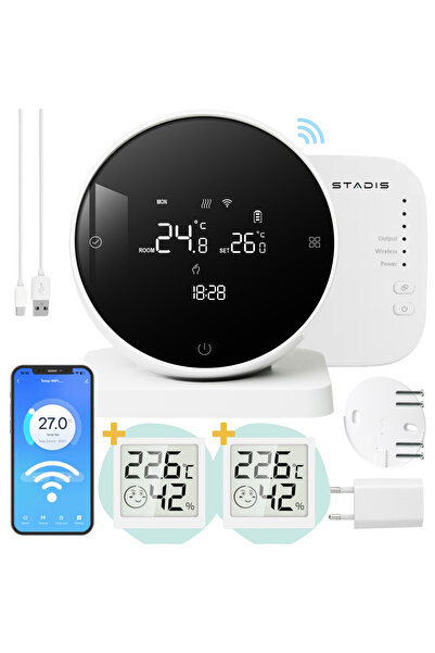 STADIS Termostat de Ambient Smart STADIS™, WiFi, Controlat prin Telefon, Universal, Programabil, Alb