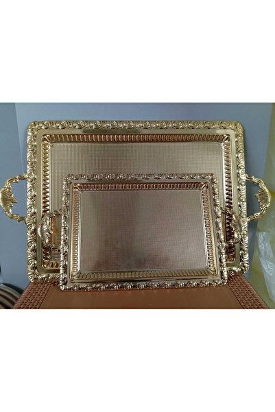 urfakent bilişim ve medya danışmanlık Altın Renk 2 'li Oval Kararmaz Tepsi Go...