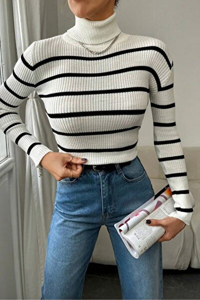 Auroveen Βασικό πλεκτό πουλόβερ με λεπτομέρεια ριγέ σχέδιο AV11111111