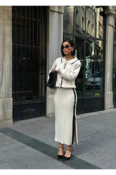 MEECY Kalp Detailed Bottom-Top Knitwear Skirt Set