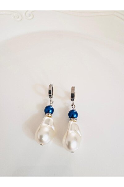 DEVİ fashion Steel Baroque Pearl Earrings 5 cm