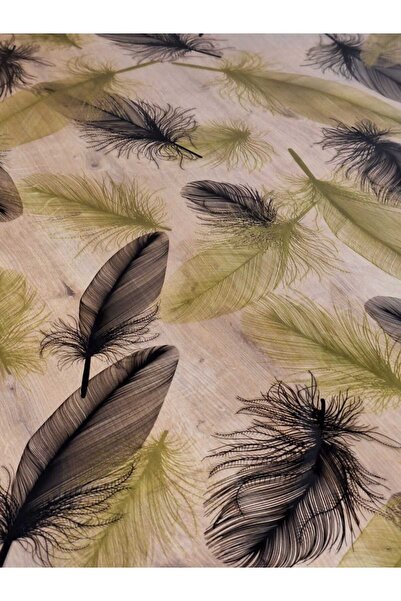 Başak Ev Tekstili Thick Pvc Table Protector – 1.2 mm Mica Cover, 80 cm Width, Black Gold Feather