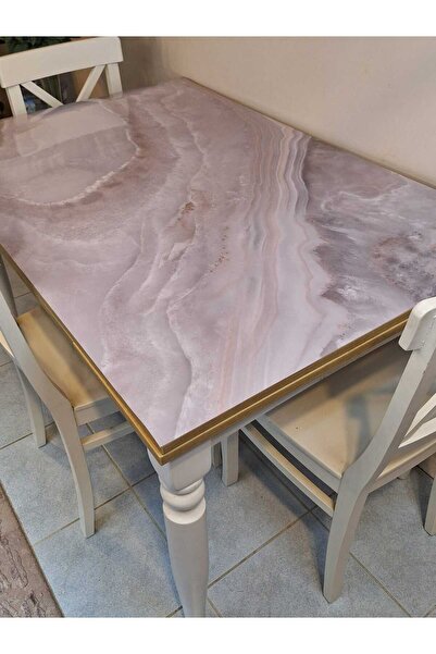 Başak Ev Tekstili Thick Pvc Table Protector – 1.2 mm Mica Cover, 70 cm Width, Marble Pattern