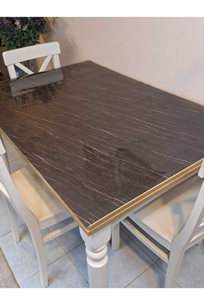 Başak Ev Tekstili Thick Pvc Table Protector – 1.2 mm Mica Cover, 80 cm Width, Marble Pattern