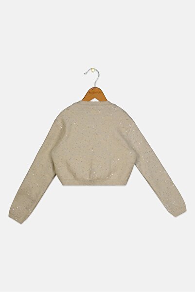 Hamleys Kids Girl Crew Neck Textured Cardigan, Cream