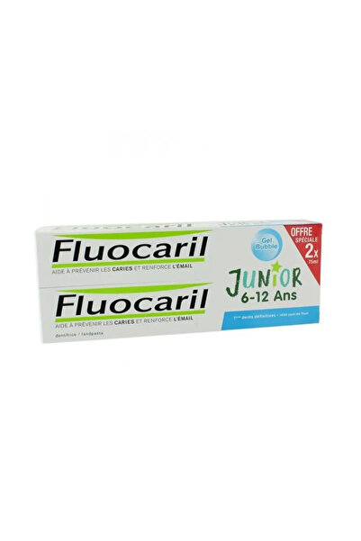 Fluocaril Pastă de dinți cu aromă de bule pentru copii 6-12 ani, pachet 2x 75ml