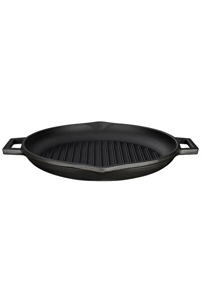 Hype Store Cast Round Grill Pan with Metal Handle, 30cm, Black