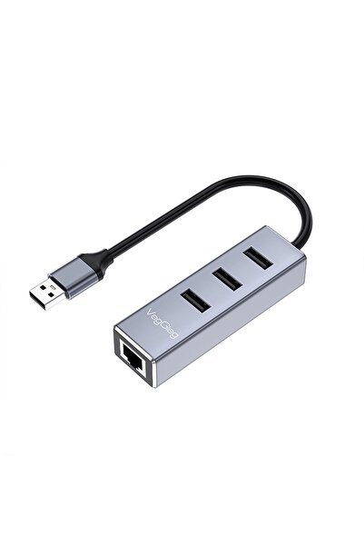 Hype Store Veggieg USB 2.0 to 100Mbps Ethernet Çevirici ve 3 Portlu USB Hub Ç...