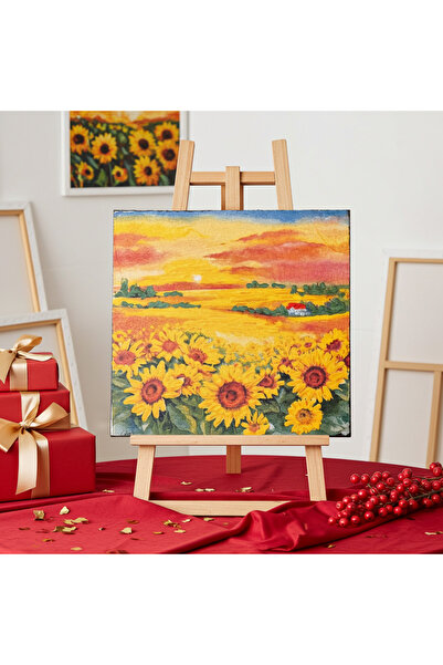 SELLGIFT Hand Painted Painting – Sunflower Field at Sunset