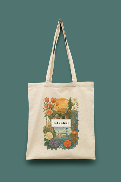 Bi Dünya Haber Collage Series - Istanbul City Series Tote Bag B Printed Cloth Bag