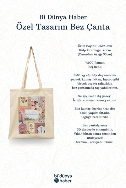 Bi Dünya Haber Collage Series 26 - Hz. Dolphin's Prayer Islamic Collage Series Tote Bag B Printed Cloth Bag