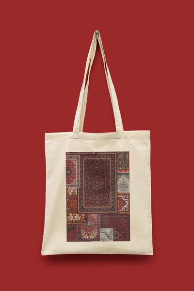 Bi Dünya Haber Etnic Collage Seria 2 Burgundy Etnic Pattern Series Tote Bag c...