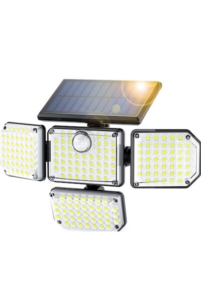 OEM Lampă solară de perete cu 4 panouri, senzor de mișcare, LED, 180 LED-uri, 3 moduri, încărcare solară