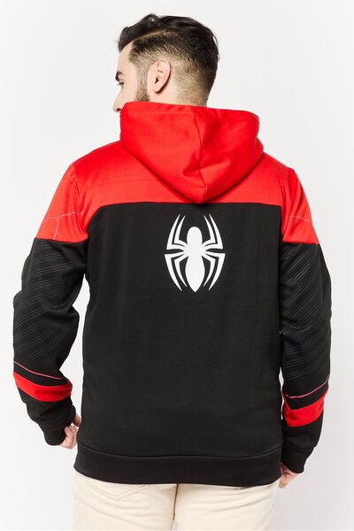 DIFUZED x Marvel Men Hooded Graphic Print Long Sleeves Sweatshirt, Red