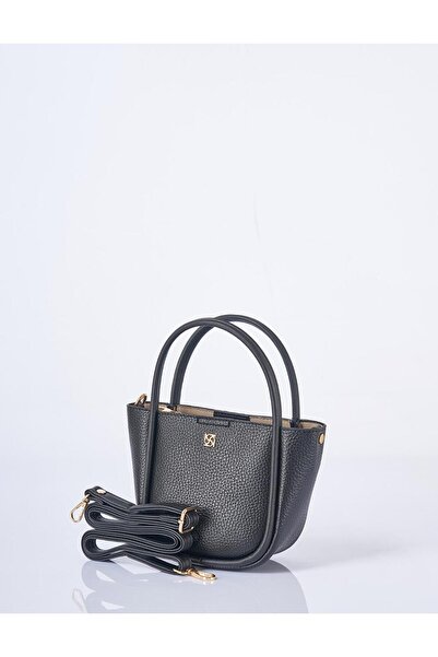 Kayra Faux Leather Small Tote Bag Black
