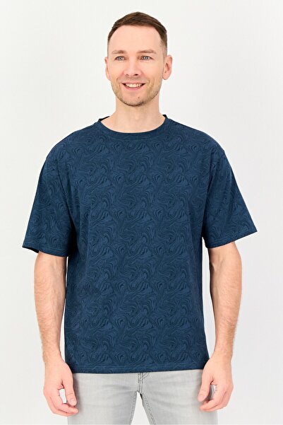 Core Elements Men Crew Neck Textured Short Sleeve T-Shirt, Navy