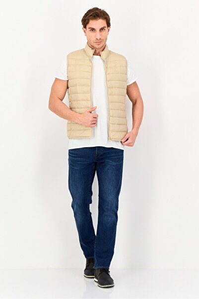 CELIO Men Quilted Puffer Jacket Vest, Beige