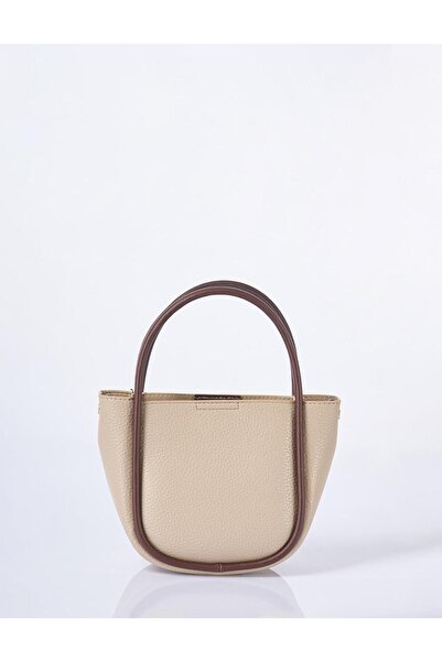 Kayra Faux Leather Small Tote Bag Mink