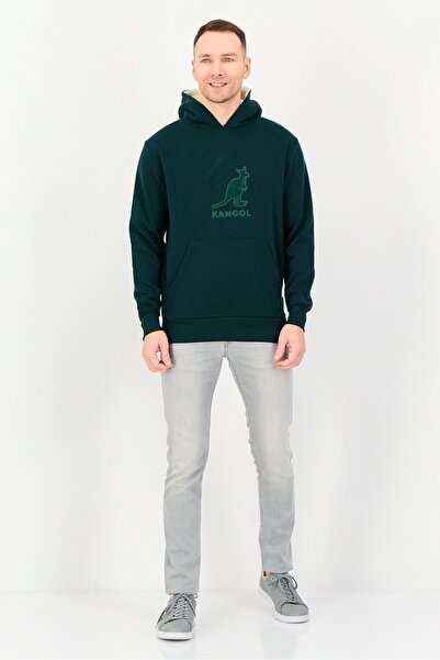 Kangol Men Brand Logo Long Sleeve Hoodies, Green