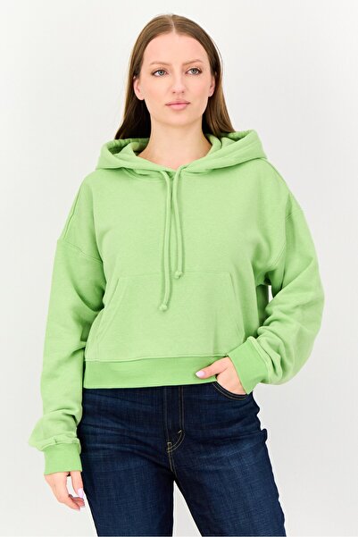 NIA Women Plain Long Sleeve Hoodie, Green