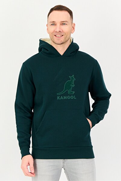 Kangol Men Brand Logo Long Sleeve Hoodies, Green