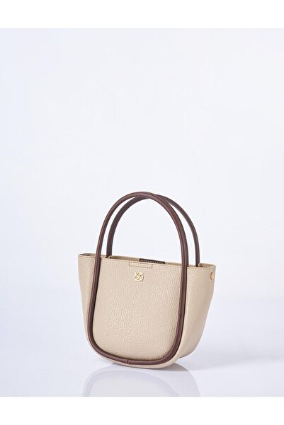 Kayra Faux Leather Small Tote Bag Mink