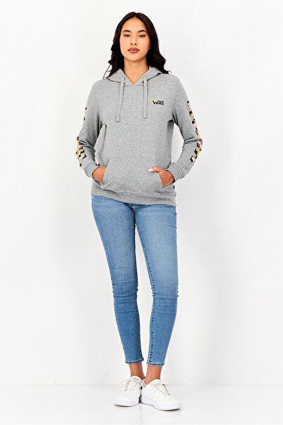 Vans Women Brand Logo Long Sleeve Hoodie, Grey