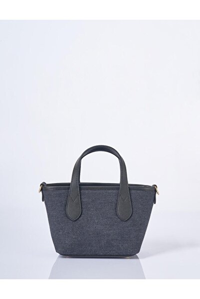 Kayra Denim Bag with Logo Detail Anthracite