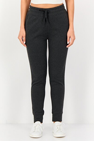 Hype بنطلون رياضي نسائي سادة بقصّة عادية، لون فحمي