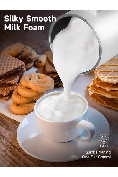 Brutelle Electric Milk Frother 4 In 1 400W Hot/Cold Foam Warmer for Latte Cappuccino Hot Chocolate