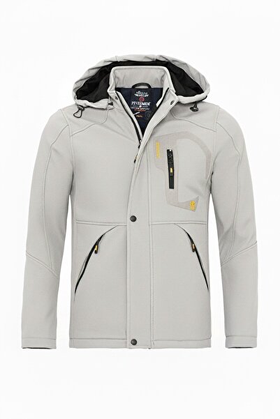 FAMODA Kürklü Su ve Rüzgar Geçirmez Beyaz Softshell Kışlık Erkek Mont