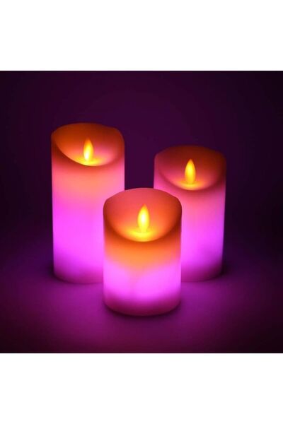 DOMEET 3-Piece LED Candle Light Set With Remote Control Timer Multicolour