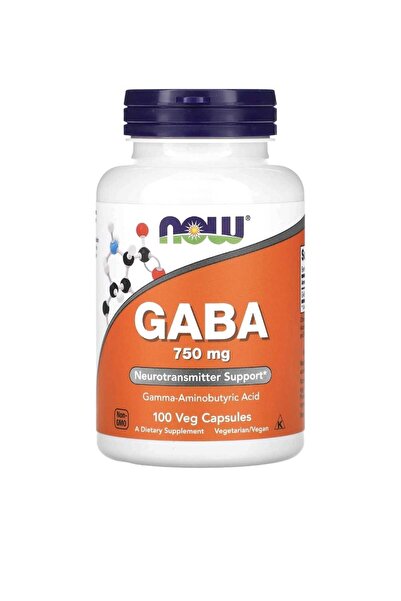 Now Foods GABA 750mg حمض جاما-أمينوبيوتيريك، 750 ملجم، 100 كبسولة نباتية