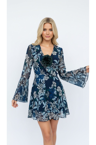 Rose House Özel Tasarım Kolları Piliseli Çıkarılabilir Gül Aksesuarlı V Yaka ...