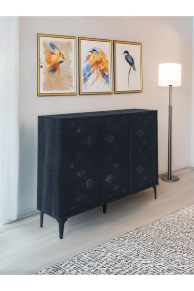 BEC22 خزانة أحذية عريضة - 3 ابواب - تصميم مودرن بنقش الألماس