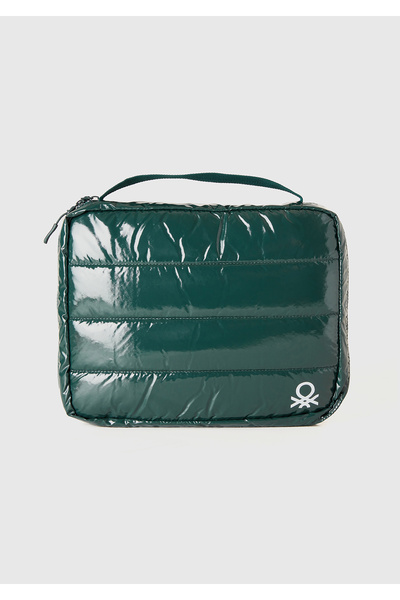 United Colors of Benetton Unisex Dark Green Padded Shiny Organizer Bag
