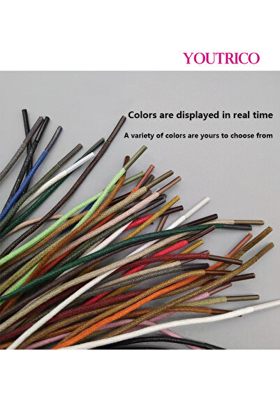 Youtrico 1 Pair Round Waxed Dress Shoelaces - Thin and Stylish for Formal Shoes(1.2m）
