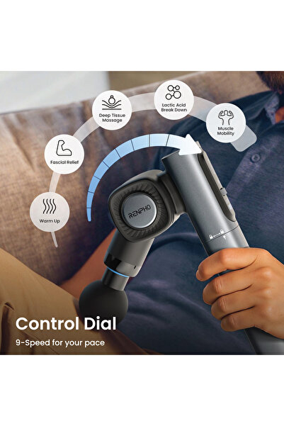 RENPHO Massage Gun with Adjustable Angles and Extension Handle Muscle Massager - Blue